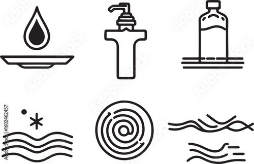 Vector icon set of water taps and faucets black silhouette collection