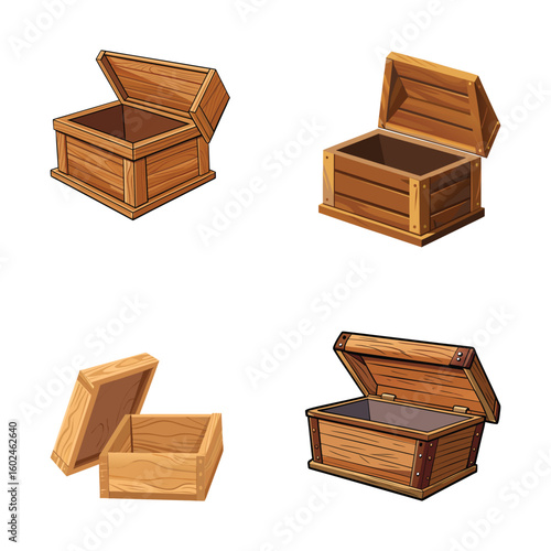 Open Wooden Box Isolated on White Background  Rustic Storage Container