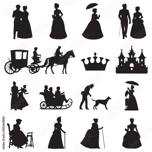 Victorian Era Silhouettes of People and Scenes vintage