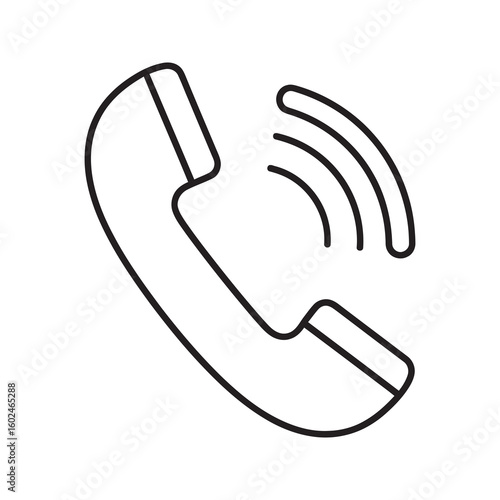 Phone call icon with sound waves for communication and conversation concept Telephone receiver symbol for incoming or outgoing contact and support