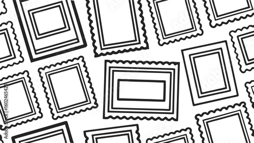 Black and white postage stamp pattern background vector