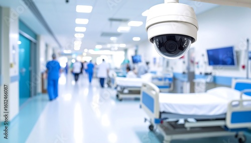Hospital security camera in hallway