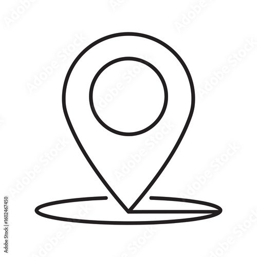 Location pin icon for map and navigation concepts Destination pointer symbol for finding a place or address on a GPS route and travel guide
