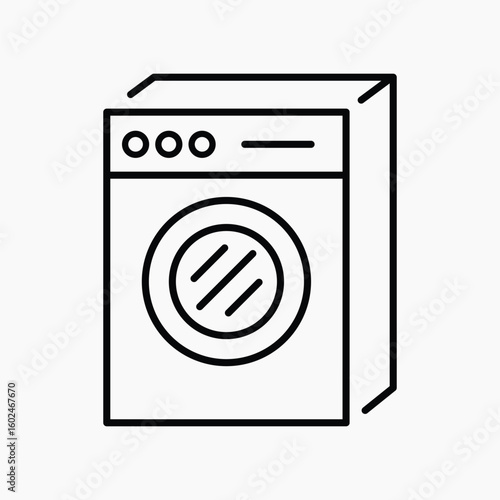 Washing machine icon, line art design vector