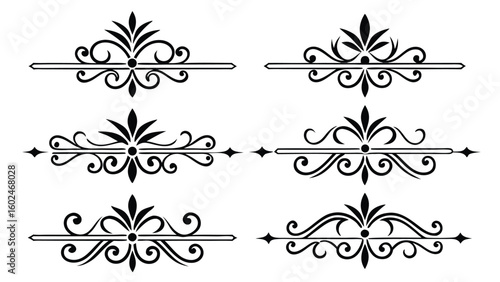 Black ornate decorative flourishes and dividers vintage