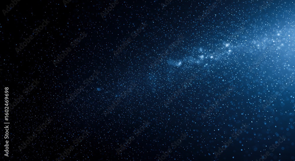 Fototapeta premium Blue Glowing Particle Lights in Dark Abstract Space Background