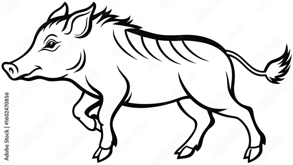 Fototapeta premium Vector Illustration of a Wild Boar Charging Forward with Dynamic Energy and Fierce Expression