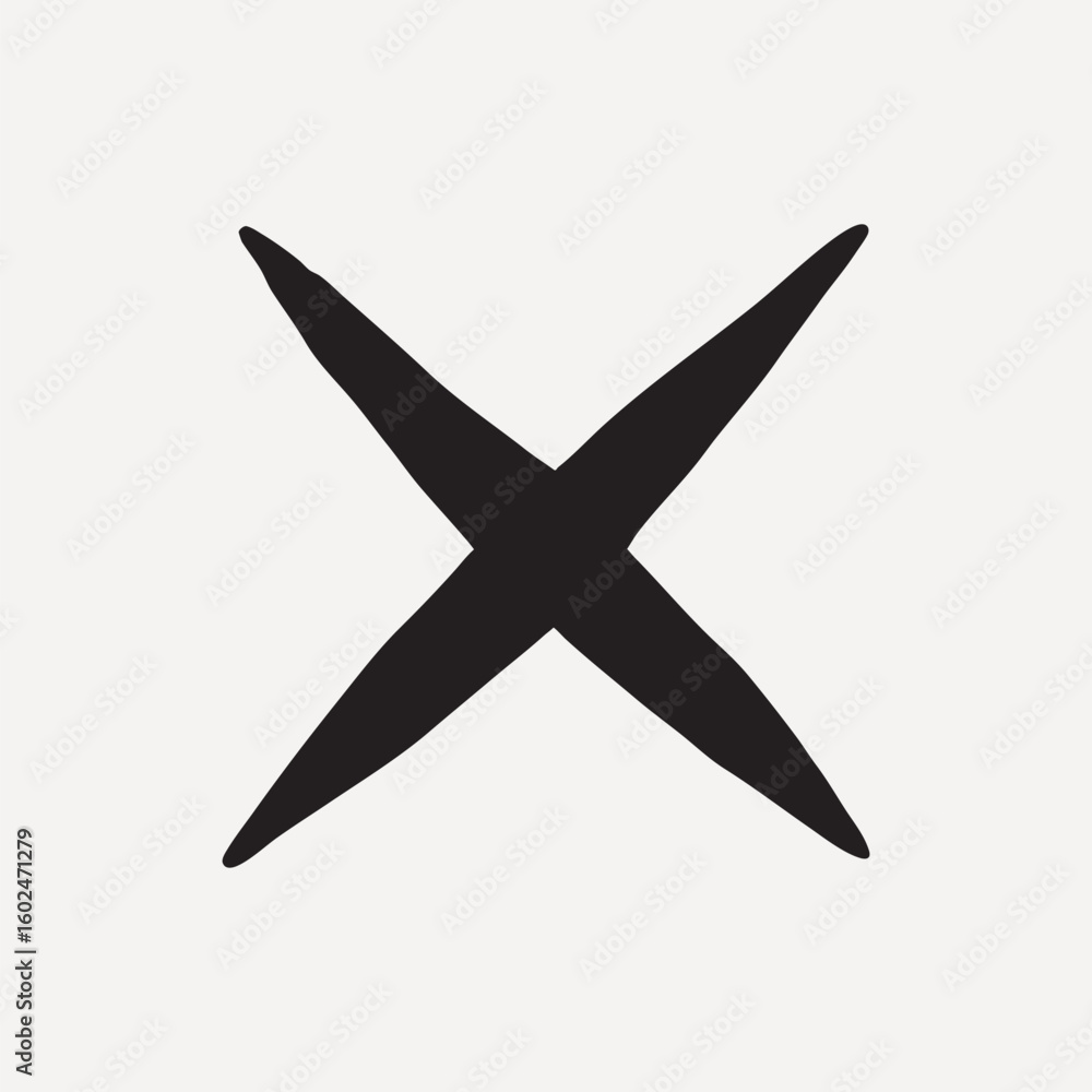 Fototapeta premium Bold black brushstroke cross vector