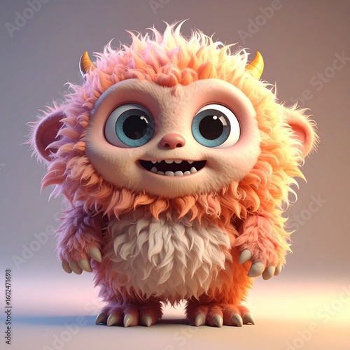 funny 3d little monster with cute expression