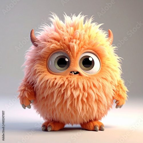 funny 3d little monster with cute expression