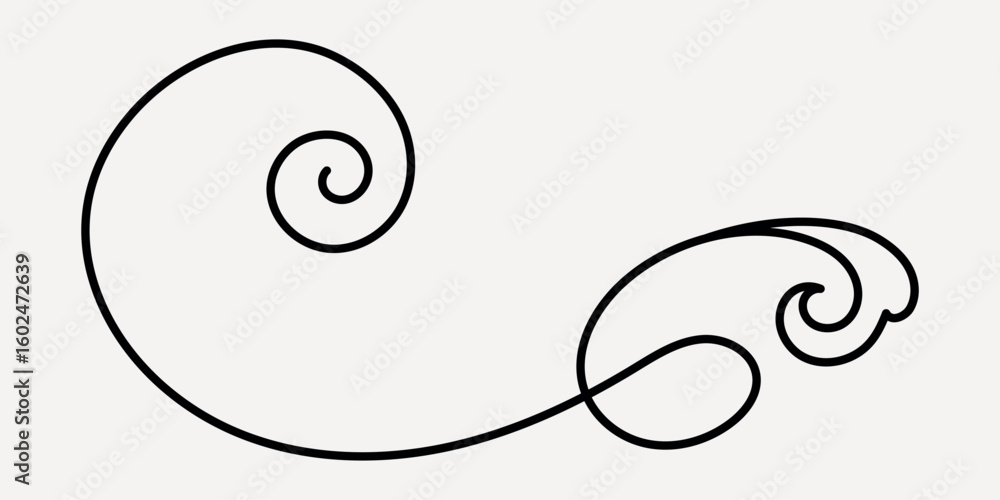 Obraz premium Elegant swirling line art design, hand drawn vector