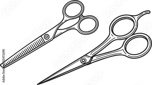 Barber Scissors Vector – Vintage Hair Cutting Tools Illustration