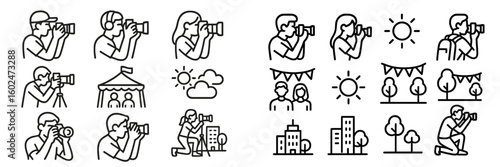 Photography enthusiasts capturing moments at various outdoor events and settings under bright daylight hours