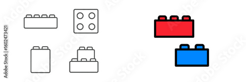 Colorful building blocks in various shapes ready for creative play and construction activities at home or school