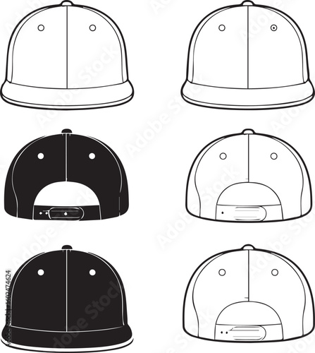 retro flat brim snapback hat vector graphic perfect for streetwear branding and logos