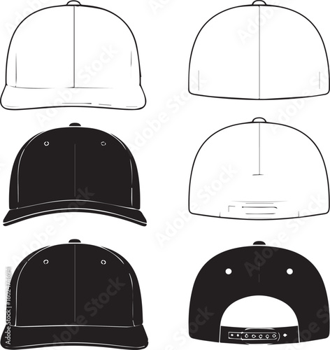 3d realistic cap vector icon set for sports team emblems labels and marketing materials