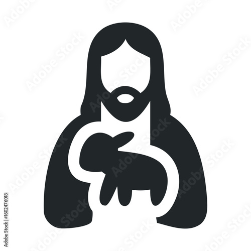Silhouette icon of figure holding lamb