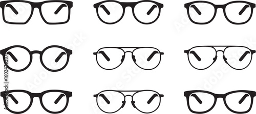 Glasses icon concept. Glasses icon set. Vector graphics isolated on white background