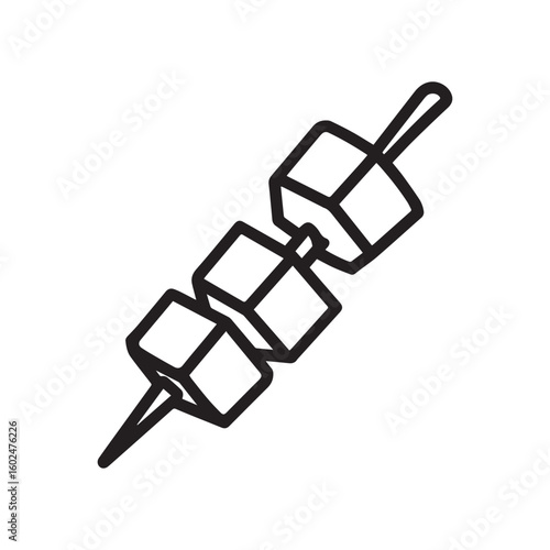 Kebab Skewer Silhouette Icon for Barbecue and Grill Food