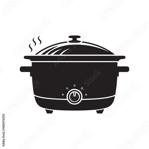Slow Cooker or Crockpot Silhouette Icon for Kitchen and Home Cooking