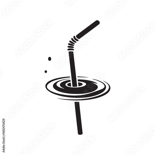 Silhouette Drinking Straw with a Swirl Liquid Icon for Beverages