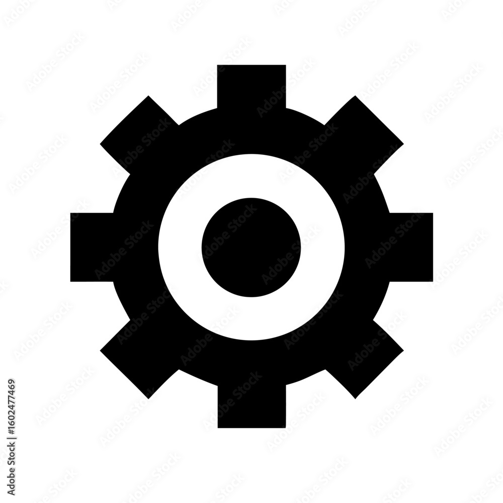 Black settings icon. Cogwheel symbol. Gear wheel vector linear icon for use in any purpose. Black settings icon. Cogwheel symbol. Gear wheel vector linear icon for use in any purpose.