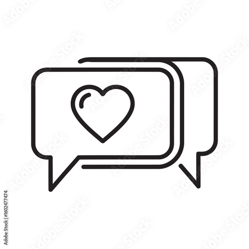 Loving feedback icon with speech bubbles and a heart for positive chat communication customer satisfaction review and romantic online message