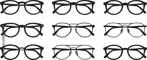 Glasses icon concept. Glasses icon set. Vector graphics isolated on white background