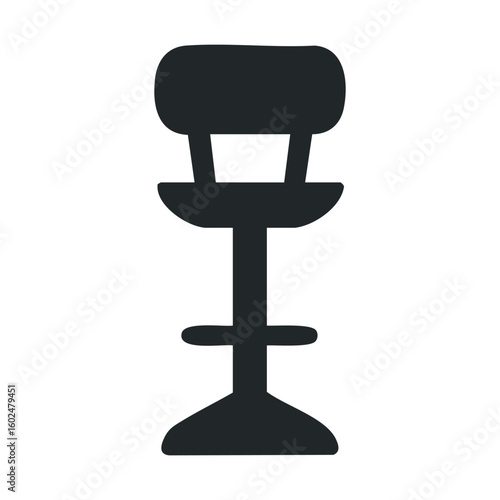 Minimalist black bar stool icon on white background