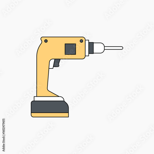 Yellow electric screwdriver illustration collage element vector