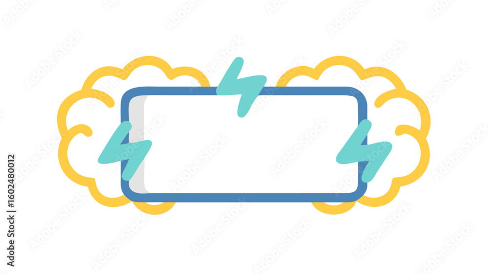 Lightning-accented comic speech bubble in blue and yellow Lightning-accented comic speech bubble in blue and yellow