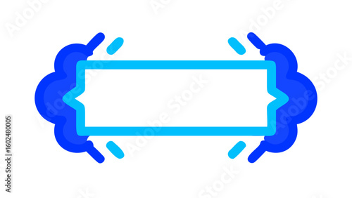 Bright blue comic speech frame with cloud corners