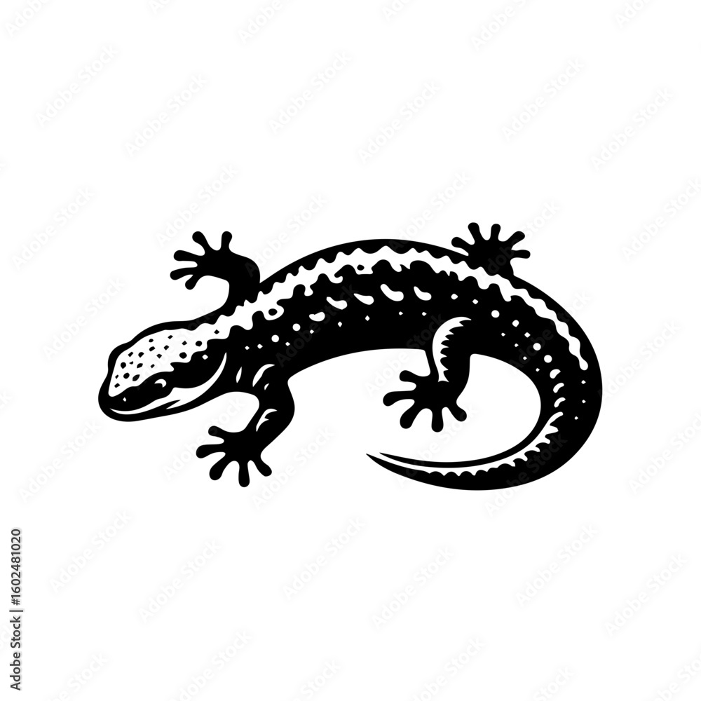Naklejka premium Stylized Black and White Gecko Illustration.