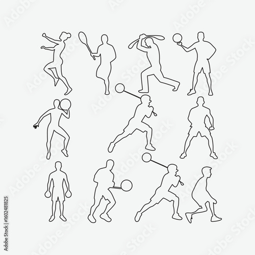 Collection of Minimalist Athletics Figures in Various Disciplines
