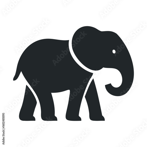 Minimalist black elephant silhouette illustration
