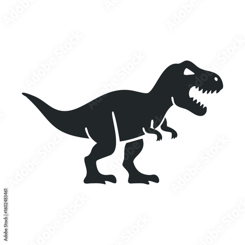 Silhouette of roaring t-rex dinosaur in profile view