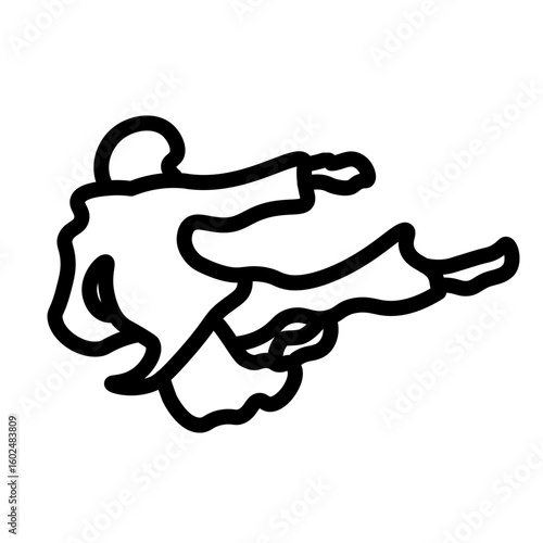 Taekwondo Kick Vector Line Icon Design