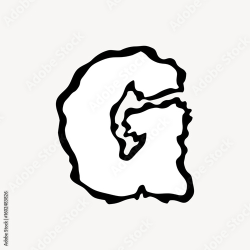 G letter, white abstract English alphabet vector