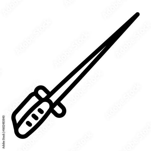 Fencing Sword Vector Line Icon Design
