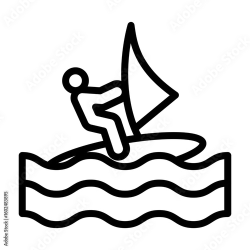 Windsurfing Vector Line Icon Design