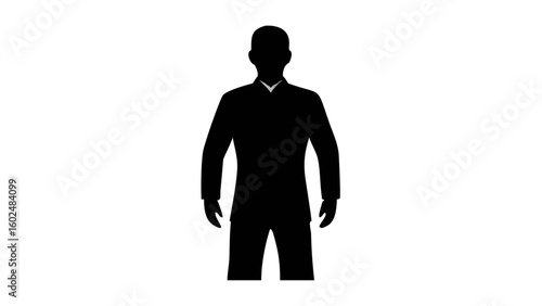 The Silhouette of a Man: The image presents a sleek silhouette of a man in a sharp suit, his form a striking contrast against a clean background. It captures a sense of anonymity.