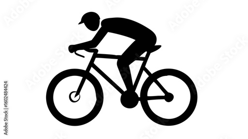 Cyclist Silhouette on Bicycle: Dynamic silhouette of a cyclist powerfully pedaling on a bicycle. Demonstrating dedication and endurance in action.