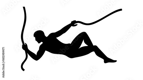 Silhouette of a Figure and Rope: A stark, artistic silhouette showcases a dynamic human figure interacting with flowing rope, hinting at motion and strength.