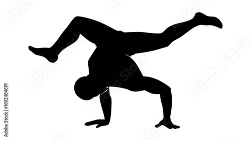 Dynamic Balance Silhouette: A striking silhouette of a person executing a graceful handstand, showcasing core strength and flexibility against a minimalist backdrop.