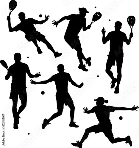 tennis, silhouette, sport, players vector bundle