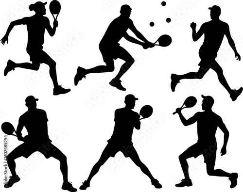 tennis, silhouette, sport, players vector bundle