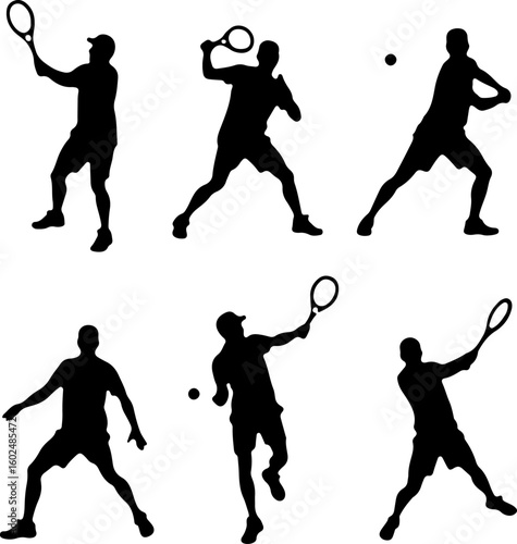 tennis, silhouette, sport, players vector bundle