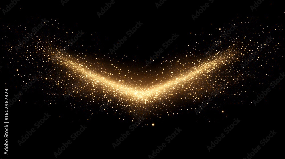 Obraz premium Golden V-shaped light trail effect on black background