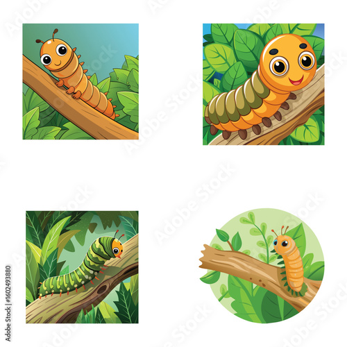 Caterpillar on Tree Branch  Close-Up of Insect in Natural Habitat