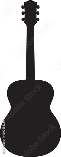 Classic Acoustic Guitar Silhouette Vector Illustration - Essential String Musical Instrument for Folk, Country, Pop and Songwriting
